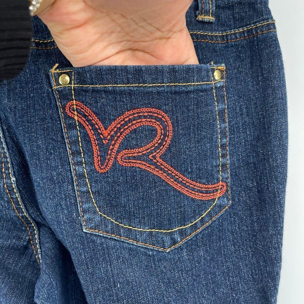 Y2K Rocawear Low Rise Bootcut Jeans Size 5 Dark Wash Stretch Denim Womens - Picture 14 of 15